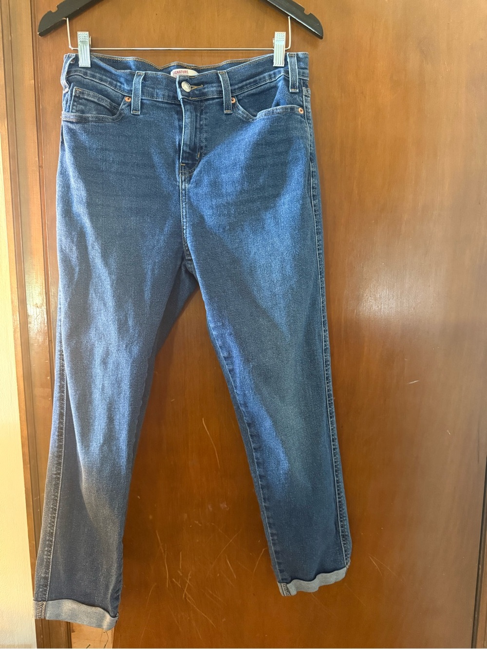 Levi Strauss Signature Relaxed Boyfriend Jeans in Dark Blue Size 28